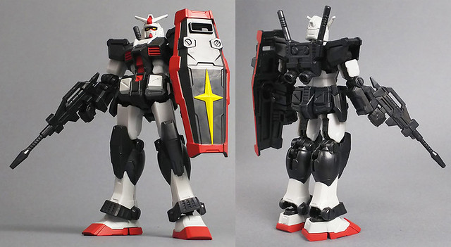 ▼ 整体造型以第3 弹登场的RX-78-2 钢弹修改而来，可悬挂光束步枪的右侧裙甲、后方裙甲、脚踝装甲、背包、头部、光束步枪、光束军刀皆以新规零件制作，并还原以黑色为主的装甲配色。2.jpg